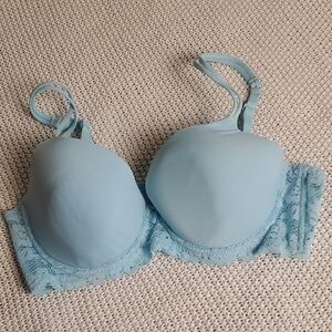 Classic Blue Lace Bra with Underwire Support